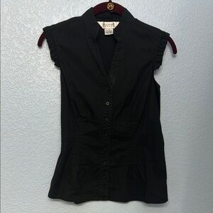 Black Button-Up Top With adjustable Tie Back by Allison Taylor Size Small